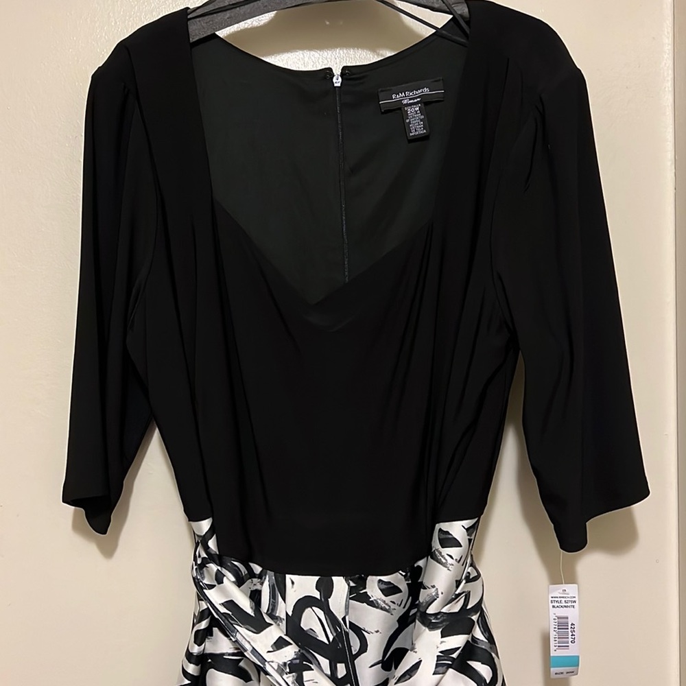 R&M Richards B/W Belted Hi-Lo Dress (20W)